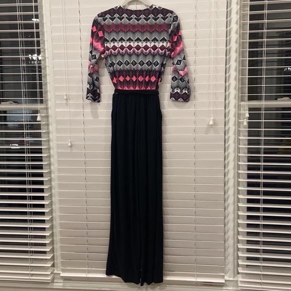 New Directions Adorable Black/Pink/White Geometric Polyester Jumpsuit sz. PS - Picture 7 of 8